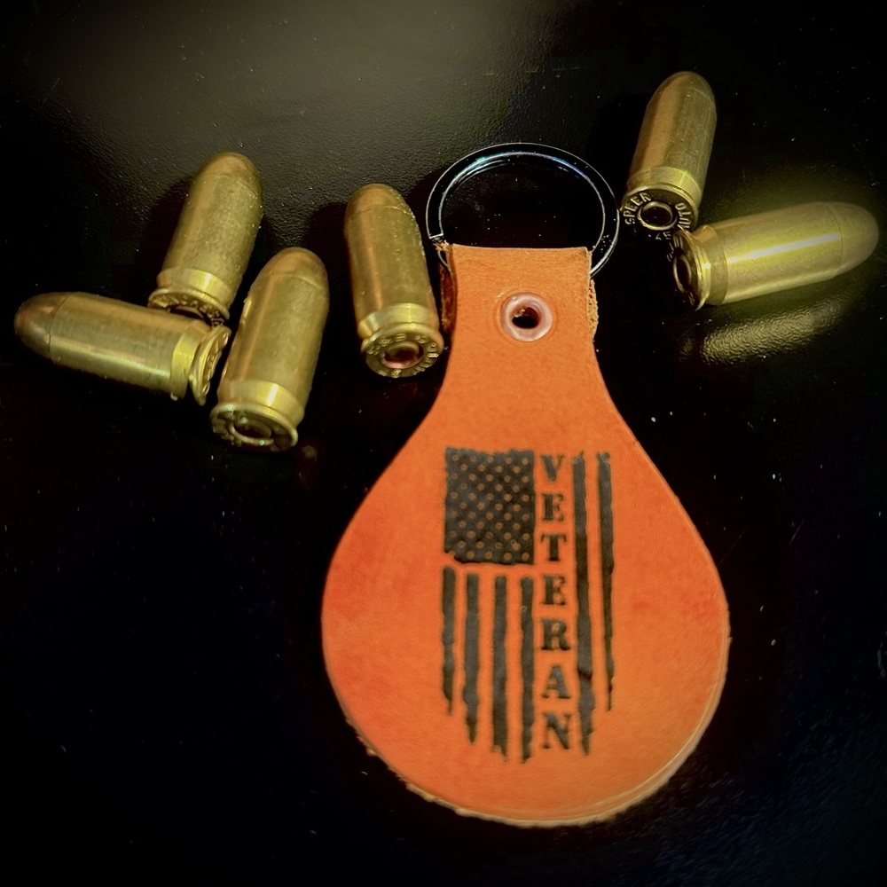 Leather Veteran Keychain